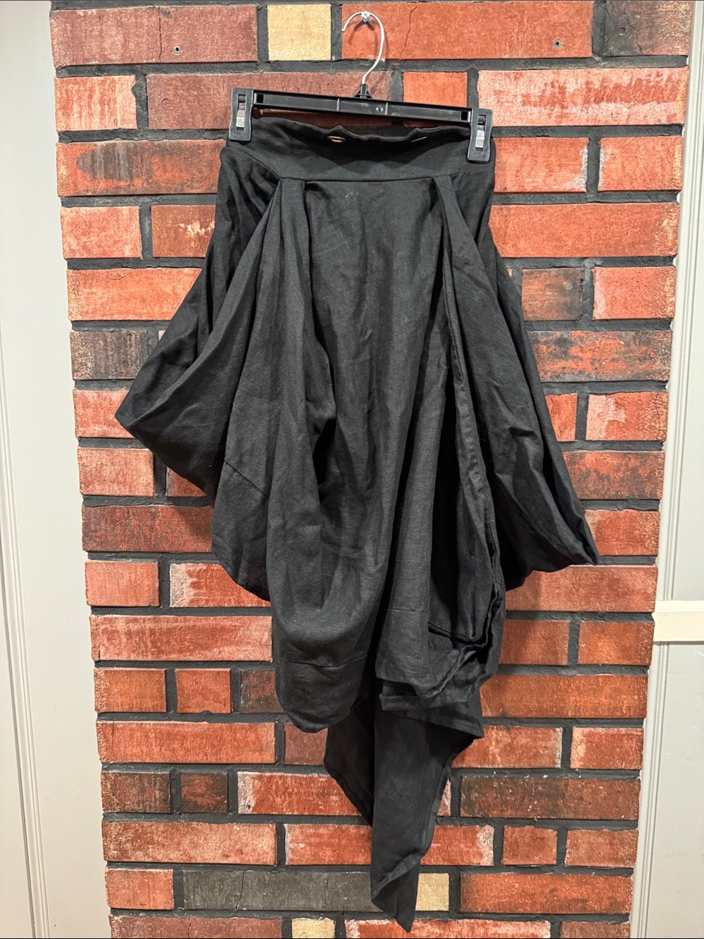 Asymmetrical Black Draped High-Low Skirt